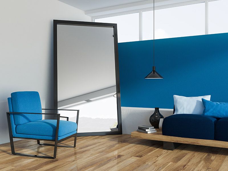 Sala de descanso tonos azules